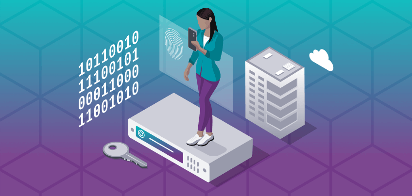 Graphic of woman using a phone